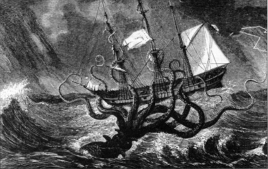 Kraken seizing a ship