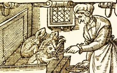 A woman feeding imps