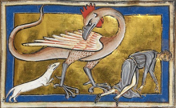 Medieval miniatures of basilisk