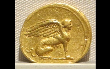 Roman sphinxes on coin